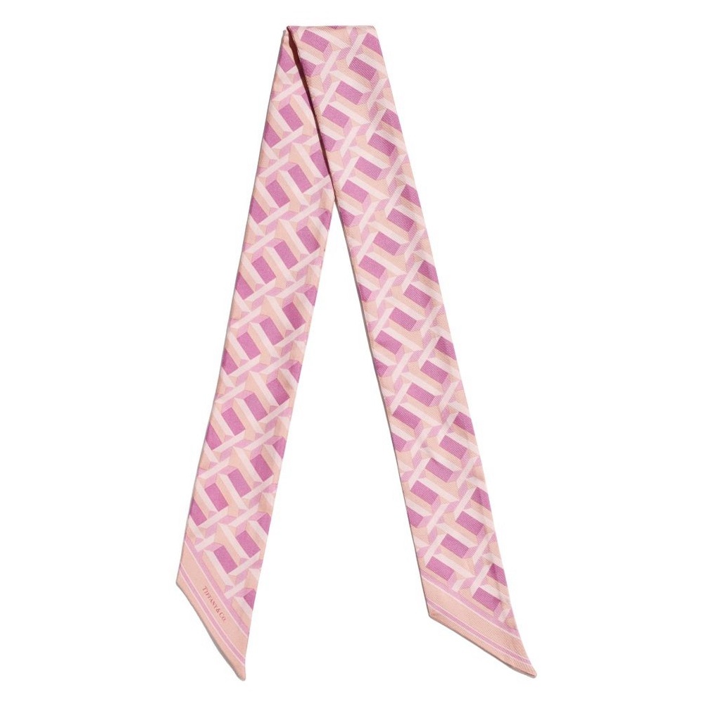 NEW Tiffany T True Ribbon Scarf in Crystal Pink Silk + Tiffany bag, box & ribbon